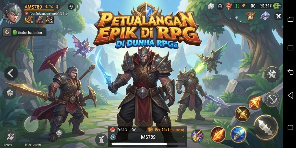 Tangkapan layar utama AMS789 menampilkan pertarungan seru dalam dunia RPG.