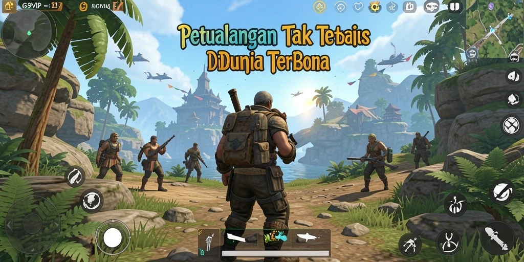 Tangkapan layar dari gameplay G9VIP yang menampilkan dunia terbuka yang luas.