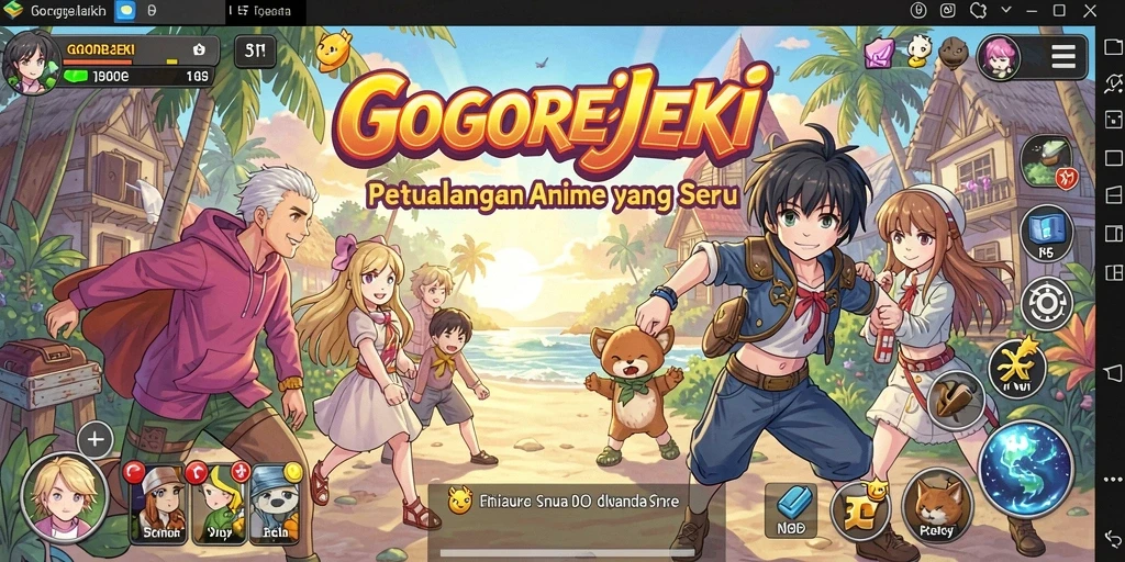 Screenshot gameplay GOGOREJEKI dengan karakter Anime yang menarik.