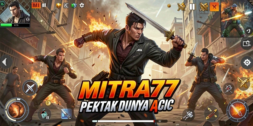 Tampilan aksi mendebarkan dalam permainan MITRA77.
