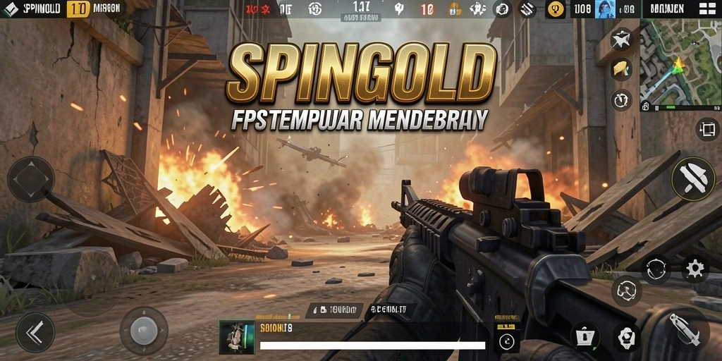 Tangkapan layar SPINGOLD menunjukkan aksi menembak dan grafis menawan.