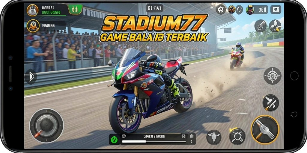 Gameplay balap motor yang seru dan mendebarkan.
