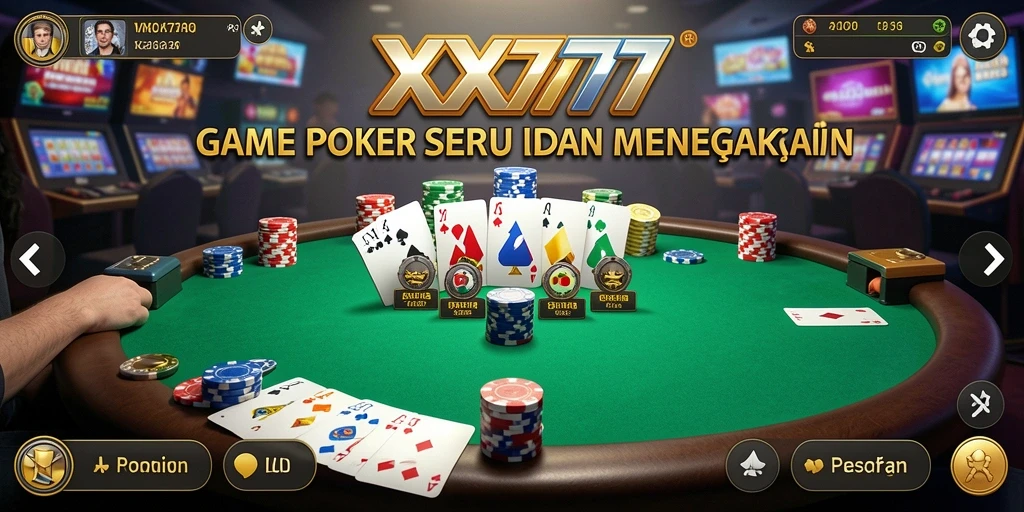 Tampilan gameplay Poker yang mendebarkan dan menarik.